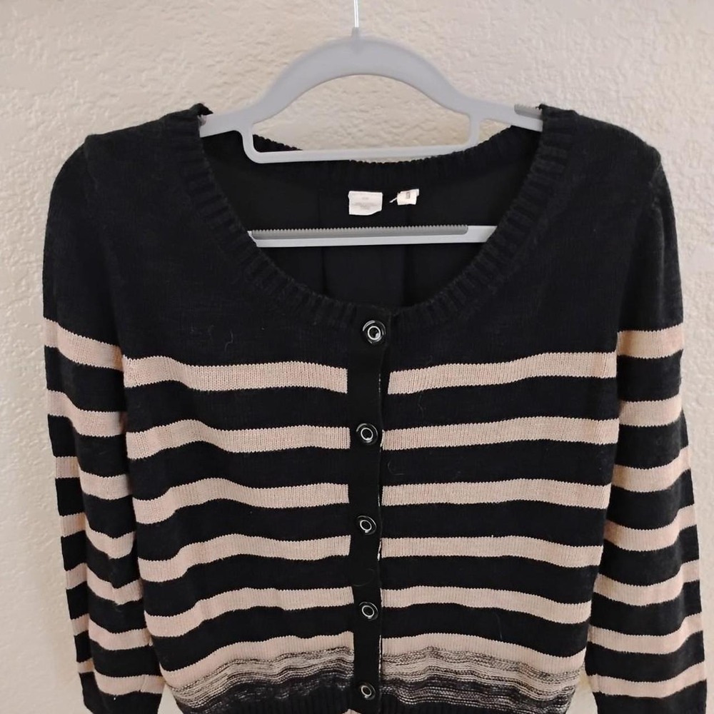 Anthropologie Moth Striped Cardigan preppy clean girl basic‎ casual chic nerdM♥️